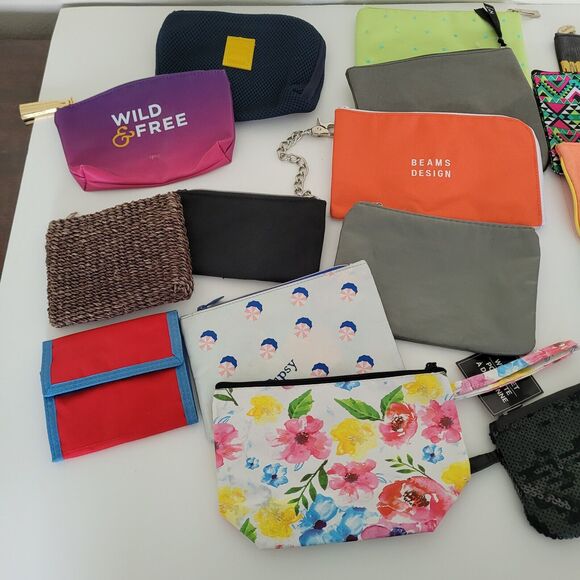 Ipsy Unbranded Cosmetic Pouches Wristlets Bags Wallets Lot Of 17 Bundle Small - Picture 2 of 7